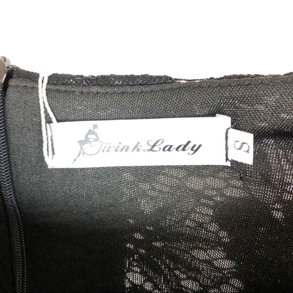 (I1-03) Twink Lady Black Lace Small Dress 3/4 Slee - Picture 5 of 6